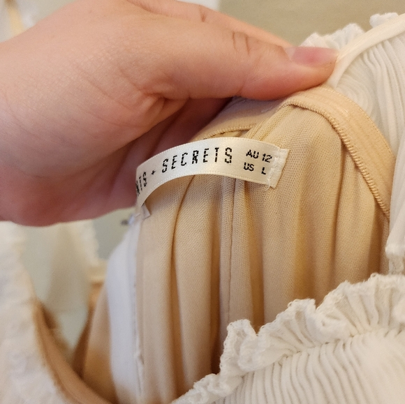 Strapless White Ruffled Lace Mini Dress - Picture 6 of 9